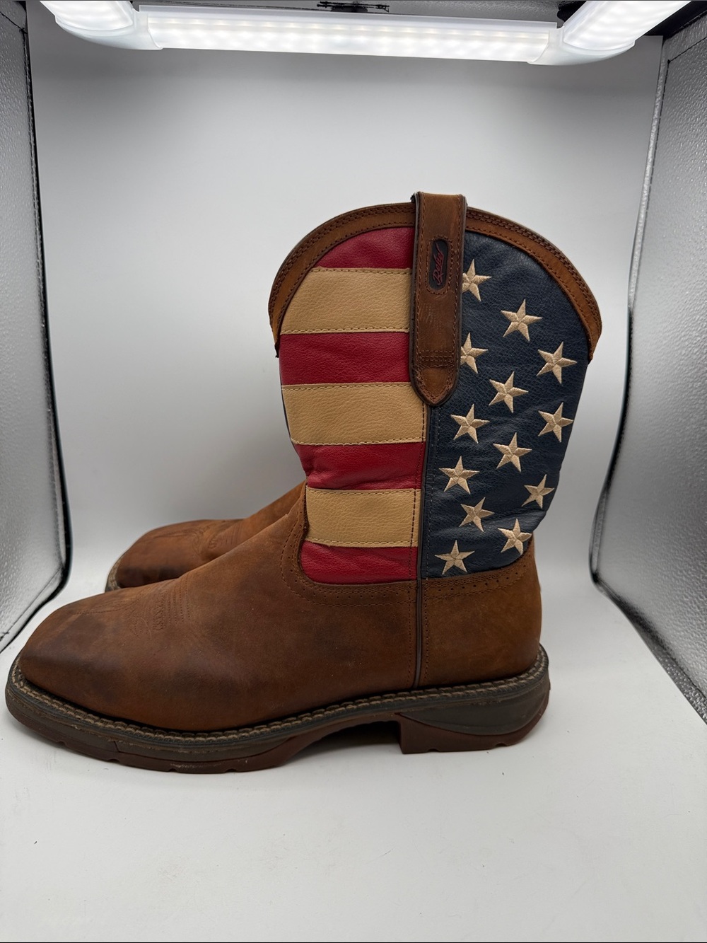 Durango Workin Rebel men’s 13w United States Flag Leather Western Work Boots s14